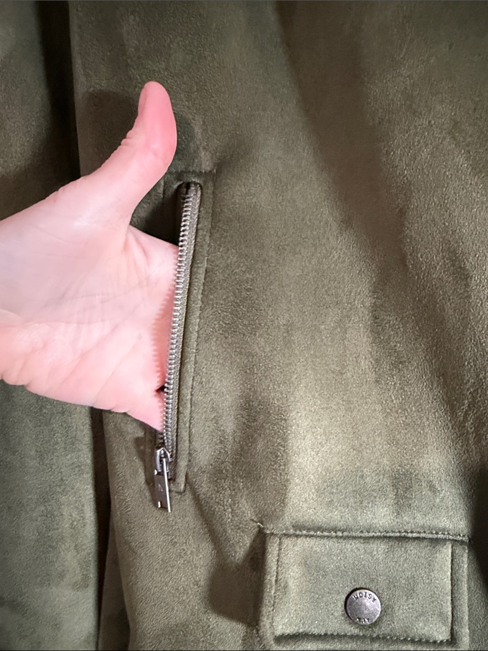 Noisy May Olive Green Suede Moto Jacket - Picture 5 of 7